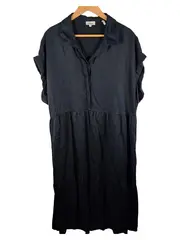 Vorschaubild 1 von Damen Blusenkleid Gr. 48 Schwarz Lyocell Casual Midi