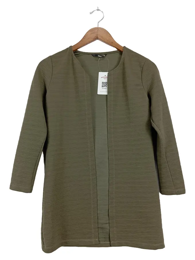 ONLY Damen Strickjacke 36/S Oliv Rippstrick Casual 3/4 Arm