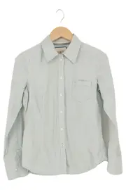 Vorschaubild 1 von Damen Hemdbluse Gr. 38/M Blau Baumwolle Casual Langarm