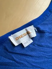 Vorschaubild 2 von Damen T-Shirt Henley Rippstrick Blau Gr. S Kurzarm