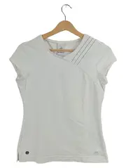 Vorschaubild 2 von Damen Sport Shirt Gr. 38/M Weiß V-Ausschnitt Raffung