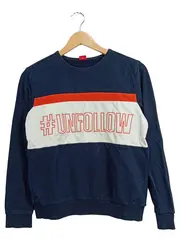 Vorschaubild 1 von Kinder Sweatshirt Blau Gr. 152 #UNFOLLOW Aufdruck