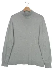 Vorschaubild 1 von Damen Pullover Grau Gr. 42/L Basic Rollkragen Langarm