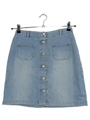 Vorschaubild 1 von Jeansrock Damen Gr. 36 Hellblau Knopfleiste Denim