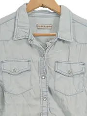 Vorschaubild 4 von Hemdbluse Damen S Blau Lyocell Casual Langarm