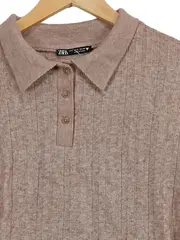 Vorschaubild 4 von Damen Pullover Langarmshirt L Beige Casual Rippstrick