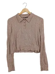 Vorschaubild 1 von Damen Pullover Langarmshirt L Beige Casual Rippstrick