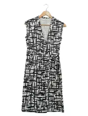 Vorschaubild 1 von Wickelkleid Damen Gr. M schwarz weiß abstrakt elegant