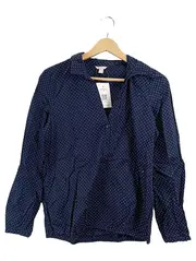 Vorschaubild 1 von Damen Bluse Gr. 36 S Navy Blau Polka Dot Punkte Langarm Baumwolle