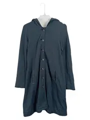 Vorschaubild 1 von Damen Sweatjacke Kapuze Longline Petrol Gr. XS/34 Baumwolle