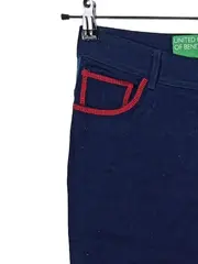 Vorschaubild 2 von Damen Stoffhose Blau Gr. 40 Retro Baumwolle
