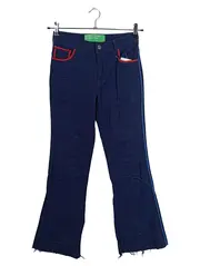 Vorschaubild 1 von Damen Stoffhose Blau Gr. 40 Retro Baumwolle