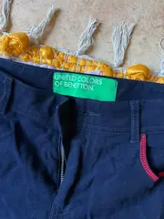 Vorschaubild 5 von Damen Stoffhose Blau Gr. 40 Retro Baumwolle