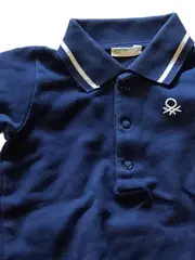 Vorschaubild 3 von BENETTON Baby Body Langarm Polo Baumwolle Uni Blau Gr. 62
