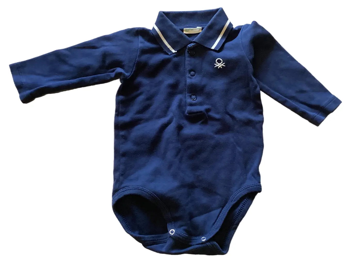 UNITED COLORS OF BENETTON BENETTON Baby Body Langarm Polo Baumwolle Uni Blau Gr. 62