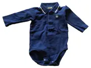 Vorschaubild 1 von BENETTON Baby Body Langarm Polo Baumwolle Uni Blau Gr. 62