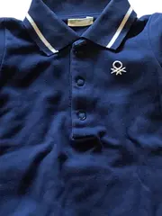 Vorschaubild 2 von BENETTON Baby Body Langarm Polo Baumwolle Uni Blau Gr. 62