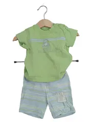 Vorschaubild 1 von Baby Set Shirt + Hose Gr. 68 Grün Blau Gestreift Baumwolle