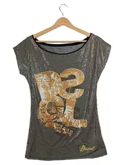 Vorschaubild 1 von Damen Top Silber Pailletten Print Gr. 38/M Glamourös Party
