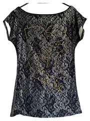 Vorschaubild 2 von Damen Top Silber Pailletten Print Gr. 38/M Glamourös Party