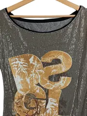 Vorschaubild 3 von Damen Top Silber Pailletten Print Gr. 38/M Glamourös Party