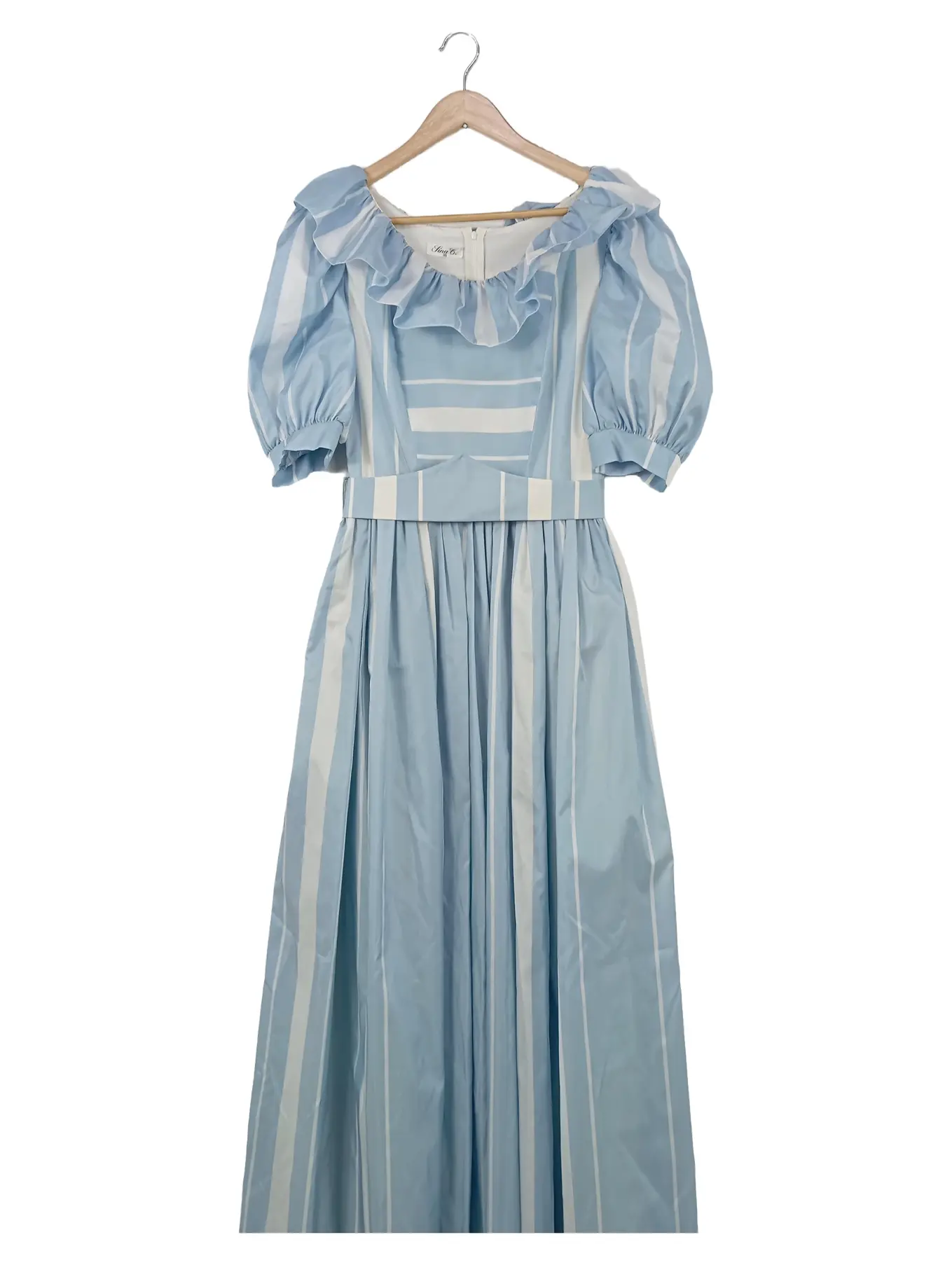 SINA C. KURSCHAT Festliches Maxikleid Damen 38;M Blau Gestreift Vintage