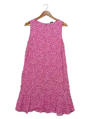 Vorschaubild 1 von Sommerkleid Damen Gr. 38 Pink Casual Viskose Rüschen