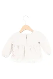 Vorschaubild 2 von Baby Pullover Gr. 68 Beige Tiermotiv Blumen Stickerei Rüschen