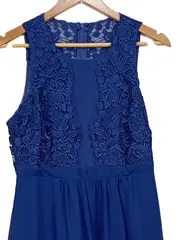 Vorschaubild 2 von Damen Abendkleid Gr. 38 Blau Elegant Spitze Maxikleid
