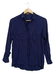 Vorschaubild 1 von Basic Damen Hemdbluse Langarm Blau Gr. S 36 Casual