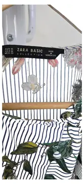 Vorschaubild 2 von BASIC Damen Bluse Mehrfarbig Blumenmuster Streifen Gr. 38 M