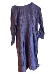 Vorschaubild 3 von Damen Kleid Leinen kariert Lila Langarm Gr. S