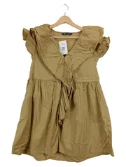 Vorschaubild 1 von Damen Freizeitkleid Rüschen Beige Gr. 38/M Sommer Minikleid Baumwolle