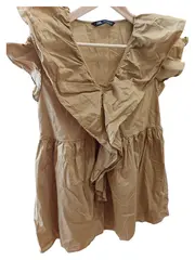 Vorschaubild 2 von Damen Freizeitkleid Rüschen Beige Gr. 38/M Sommer Minikleid Baumwolle