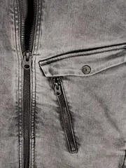 Vorschaubild 3 von Herren Jeansjacke Biker Denim Grau Gr. M Reißverschluss