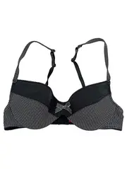 Vorschaubild 1 von Damen Bügel-BH 80A Schwarz Gestreift Schleife
