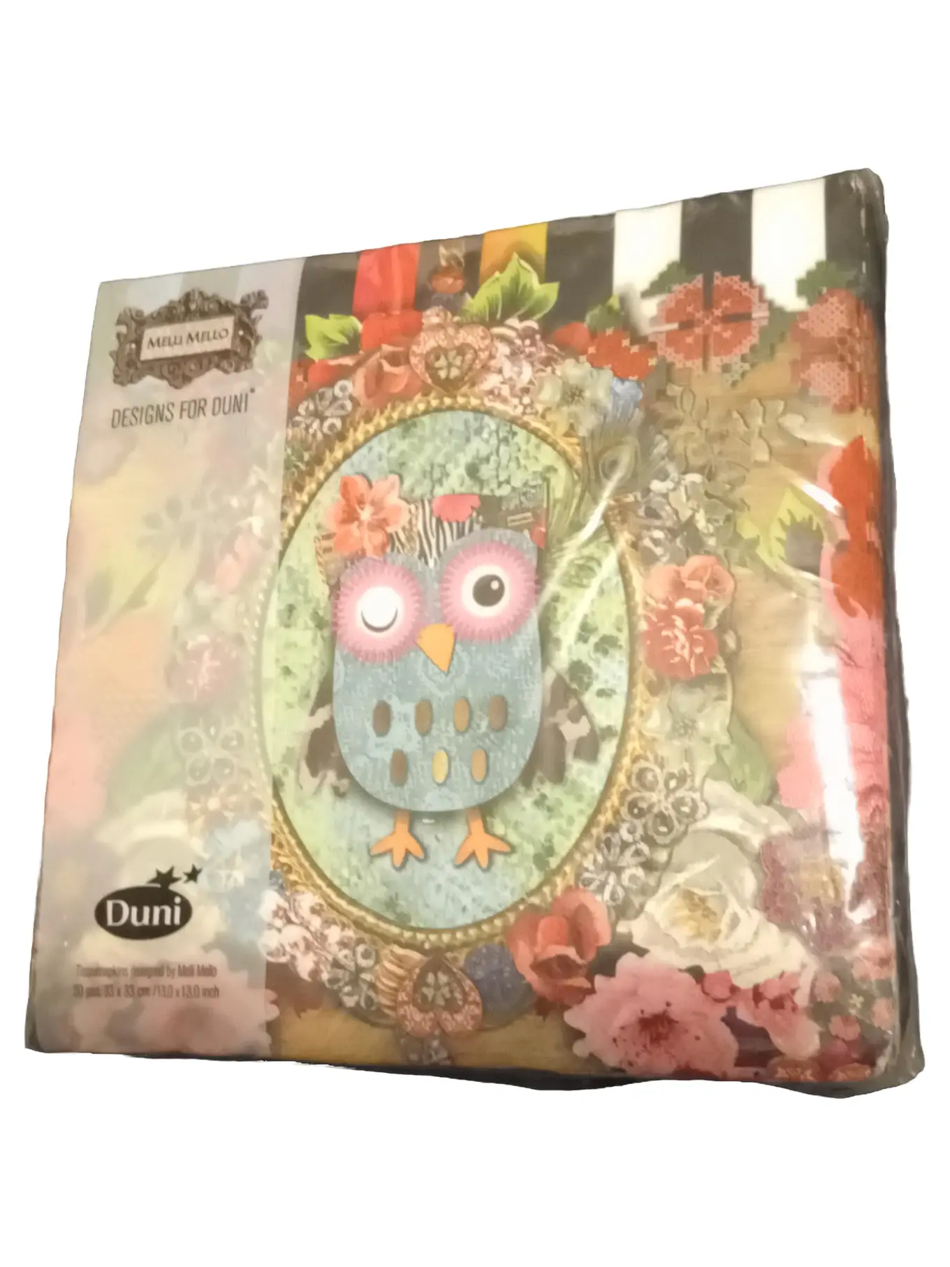 DUNI Serviette Eule Design Mehrfarbig Papier 33x33 cm Party Tischdeko