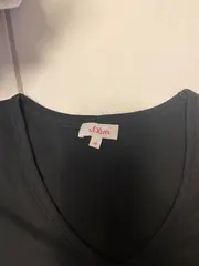 Vorschaubild 4 von Damen T-Shirt Gr. 38/M Schwarz Casual V-Ausschnitt Kurzarm