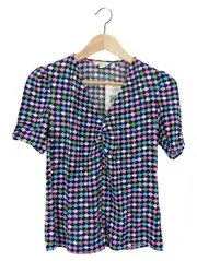 Vorschaubild 1 von Damen T-Shirt Gr. 34/XXS Mehrfarbig Geometrisches Muster Casual
