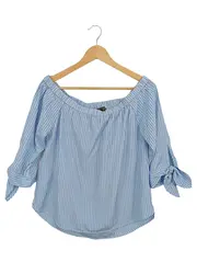 Vorschaubild 1 von Damen Hemdbluse Off-Shoulder Gestreift Mehrfarbig Gr. 38