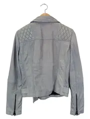 Vorschaubild 2 von Damen Lederjacke Gr. 36/S Grau Casual Biker-Stil Reißverschluss