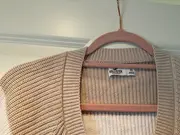 Vorschaubild 6 von Strickjacke Cardigan Damen Gr. 42 XL Beige Weiß Gestreift Baumwolle Mix