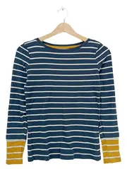 Vorschaubild 1 von Damen Langarmshirt Gestreift Petrol Gelb Organic Cotton Gr. S