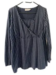 Vorschaubild 1 von Damen Freizeitkleid Gr. 46 Blau Punkte Wickeloptik Langarm