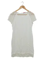 Vorschaubild 1 von Freizeitkleid Damen Gr. 40/L Weiß Floral Lochmuster Sommer Midikleid