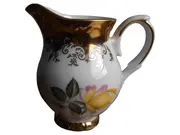 Vorschaubild 1 von Vase Kännchen Rose Blumenmuster Weiß Gold 12cm