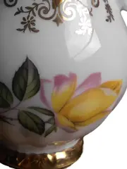 Vorschaubild 2 von Vase Kännchen Rose Blumenmuster Weiß Gold 12cm