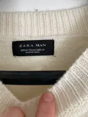 Vorschaubild 3 von Herren Pullover L Weiß Casual Strukturmuster Rippstrick Langarm
