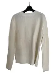 Vorschaubild 1 von Herren Pullover L Weiß Casual Strukturmuster Rippstrick Langarm