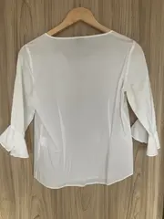 Vorschaubild 2 von Damen Bluse 34/XS Weiß Glockenärmel Feminin Baumwolle